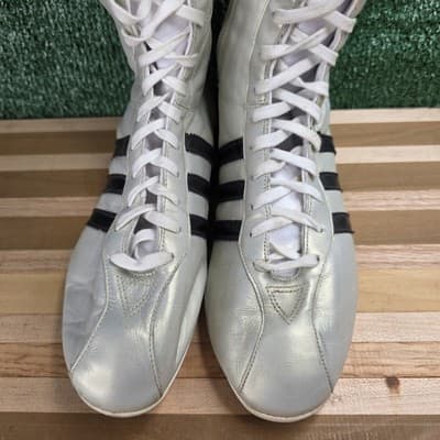 Women's Size 8 ADIDAS Anja Lace-Up Pearl White Wrestling Boots Y2K Rare - Thumbnail 4