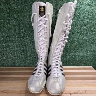 Women's Size 8 ADIDAS Anja Lace-Up Pearl White Wrestling Boots Y2K Rare - Thumbnail 3