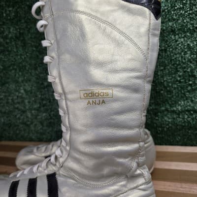 Women's Size 8 ADIDAS Anja Lace-Up Pearl White Wrestling Boots Y2K Rare - Thumbnail 2