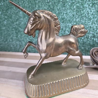 VINTAGE MARKAY UNICORN FIGURAL BRASS LAMP TOUCH DIMMER SWITCH - KOREA - Thumbnail 2