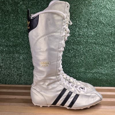 Women's Size 8 ADIDAS Anja Lace-Up Pearl White Wrestling Boots Y2K Rare - Thumbnail 6