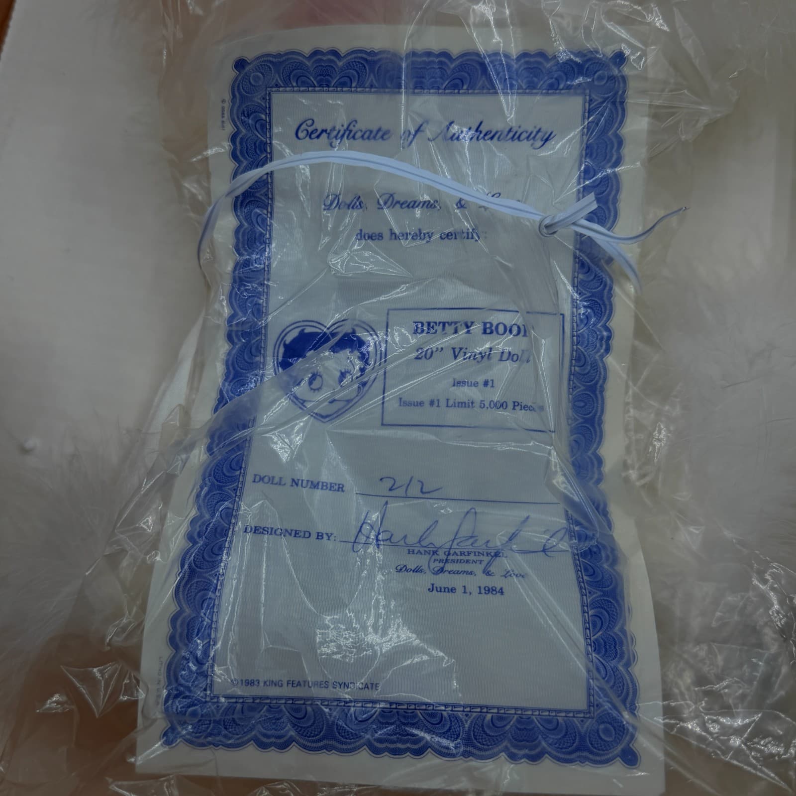 NIB 1984 Betty Boop 20" Doll Lmtd Ed #527/5000 H. Garfinkel Signed COA Issue #1 - Thumbnail 4