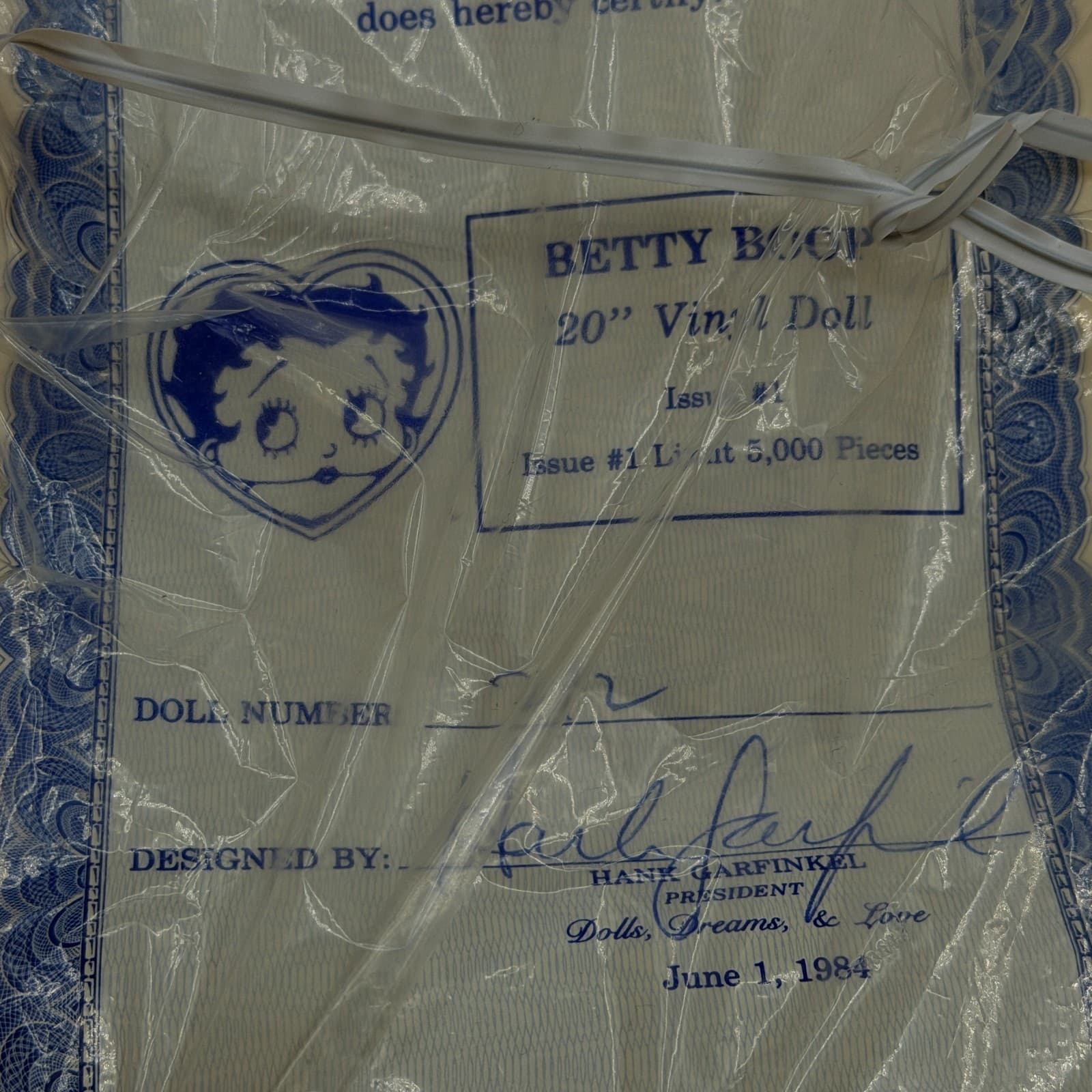 NIB 1984 Betty Boop 20" Doll Lmtd Ed #527/5000 H. Garfinkel Signed COA Issue #1 - Thumbnail 7