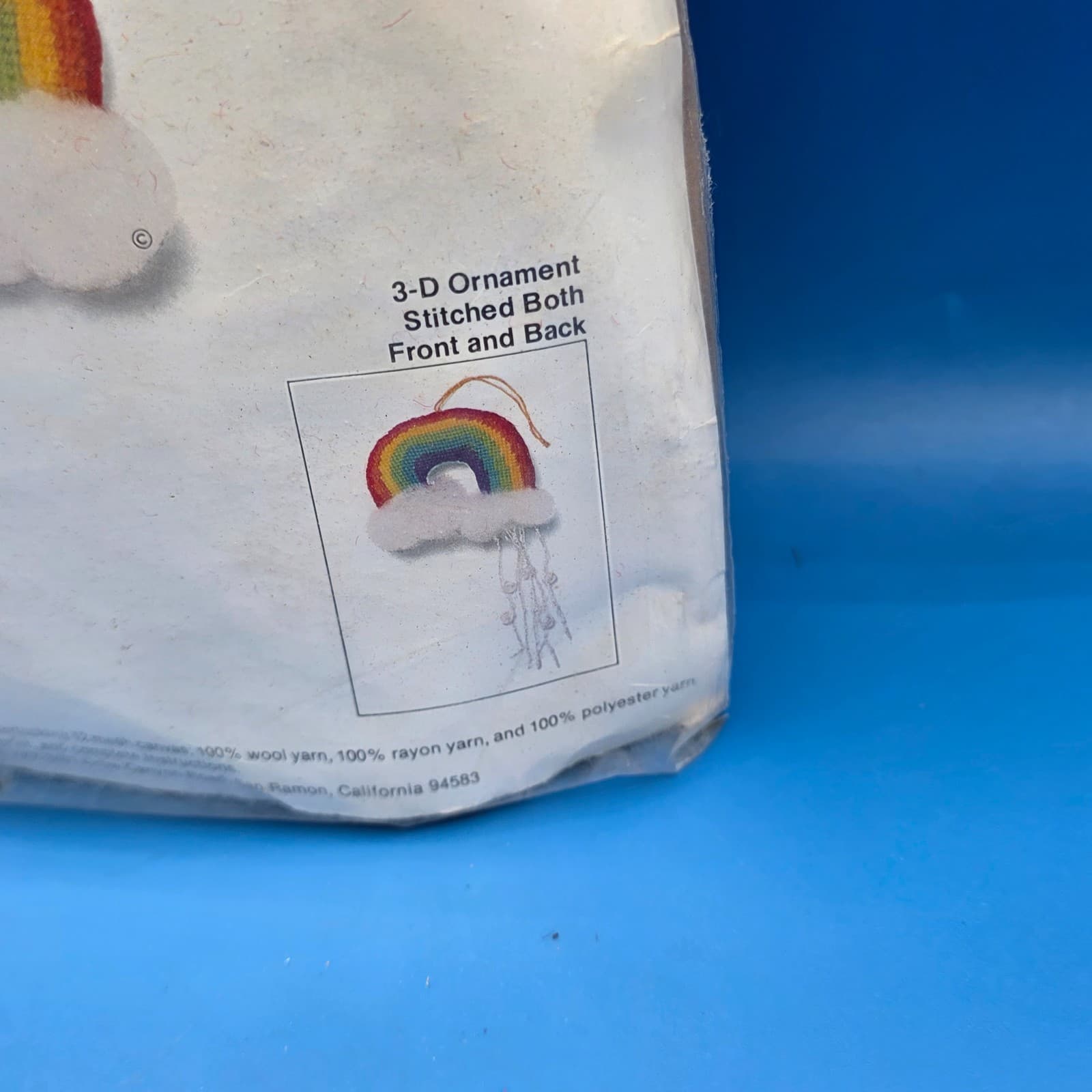 Vintage Jiffy Needlepoint Rainbow 3D Ornament Patricia Wolfman Fleming 1980 - Thumbnail 6