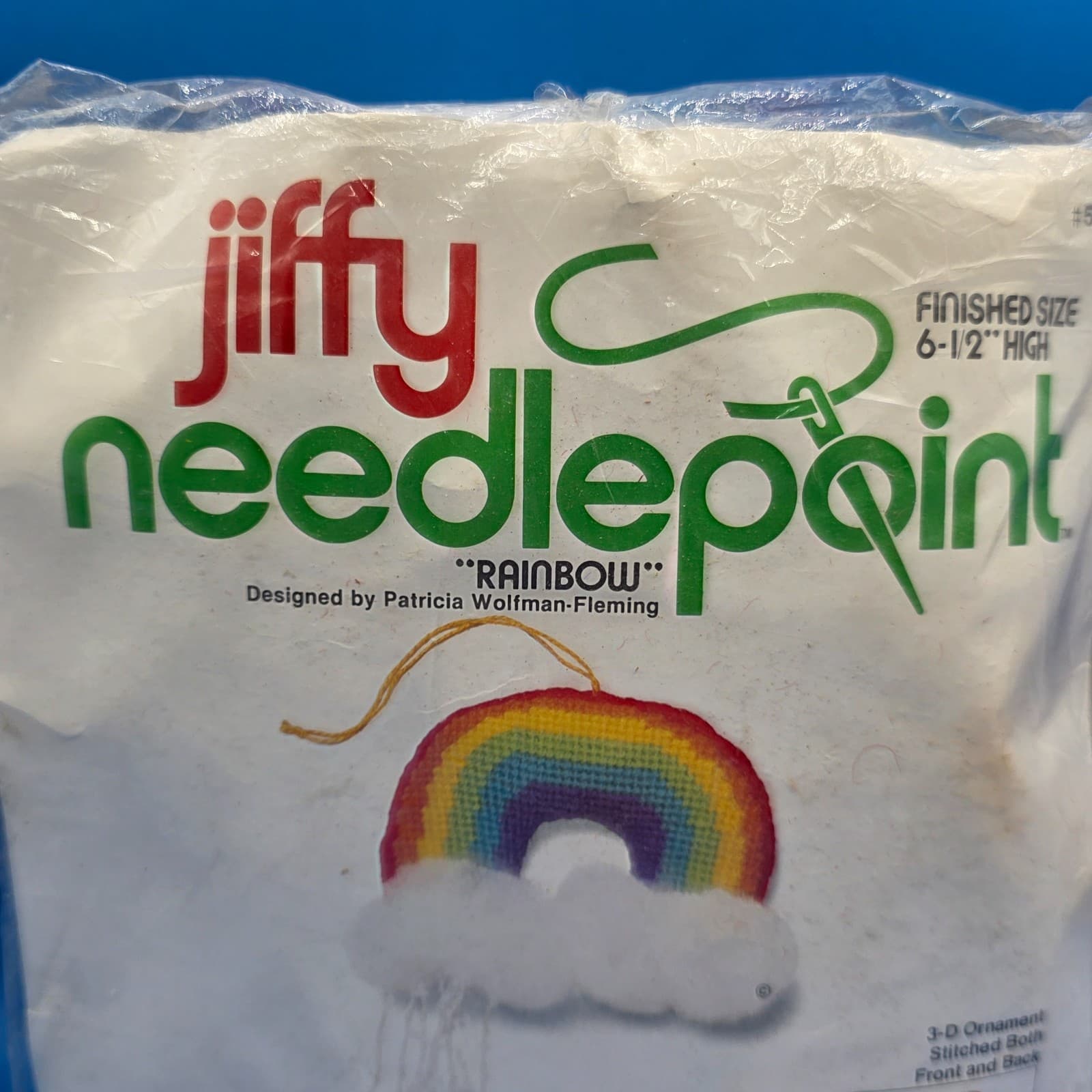 Vintage Jiffy Needlepoint Rainbow 3D Ornament Patricia Wolfman Fleming 1980 - Thumbnail 2