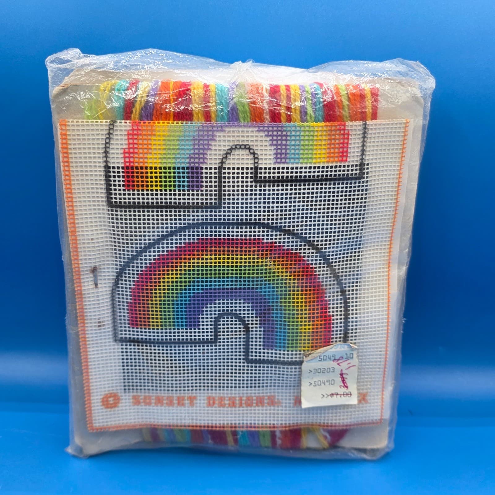 Vintage Jiffy Needlepoint Rainbow 3D Ornament Patricia Wolfman Fleming 1980 - Thumbnail 3