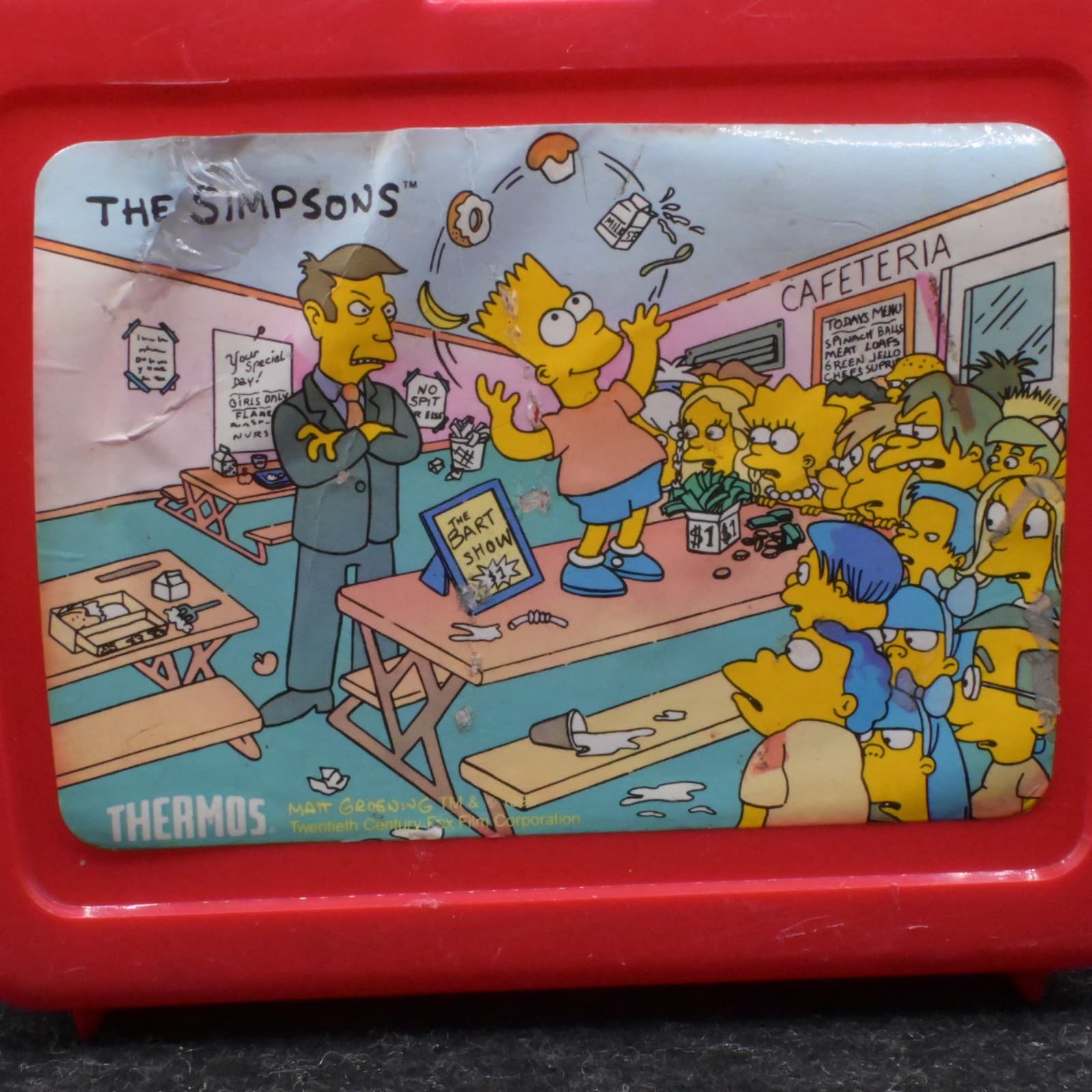 Vintage 1990 Thermos Co The Simpsons Bart Cafeteria Lunchbox No Thermos Cup - Thumbnail 3