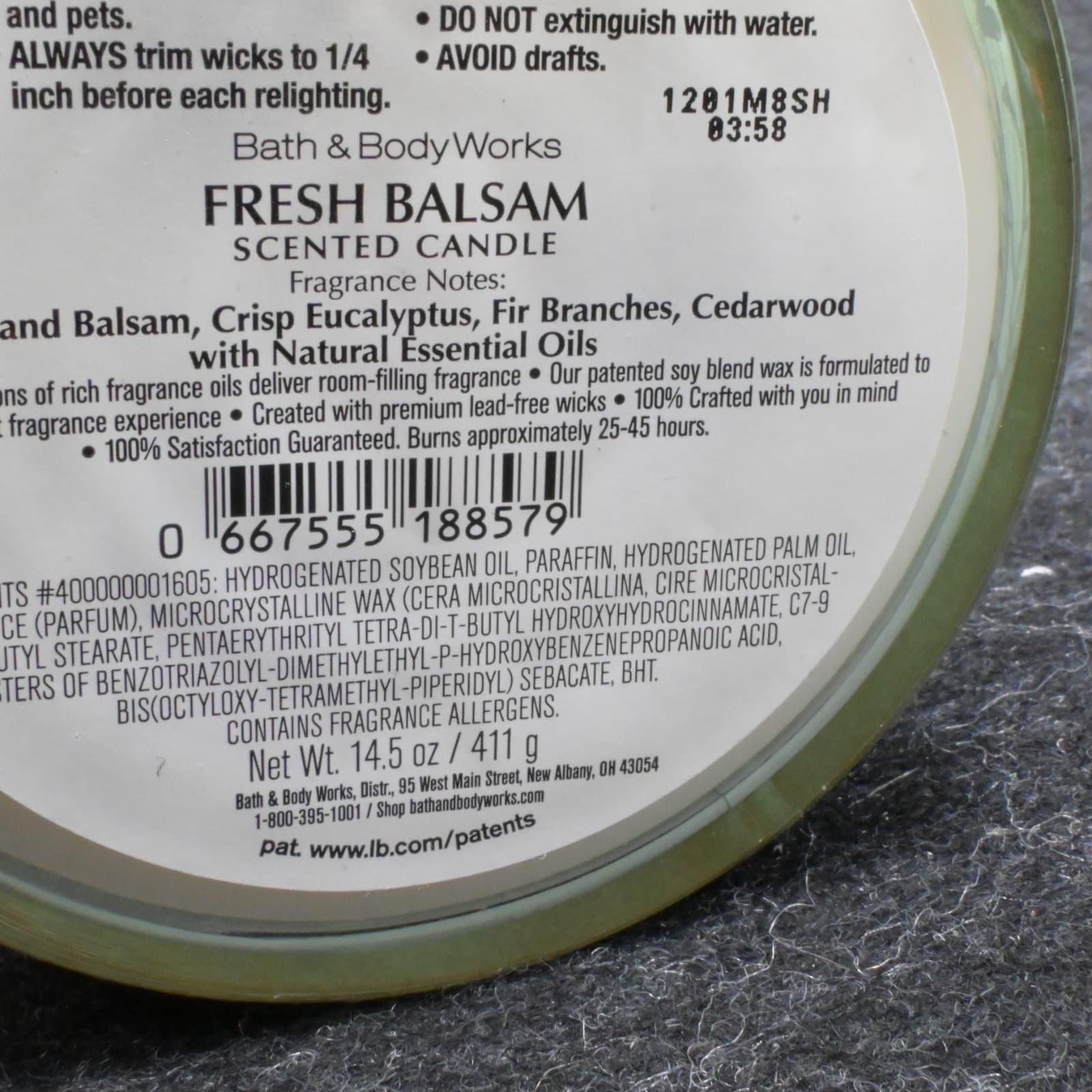 Fresh Balsam Bath & Body Works 3 Wick Scented Candle White Barn - 14.05 Oz - Thumbnail 4