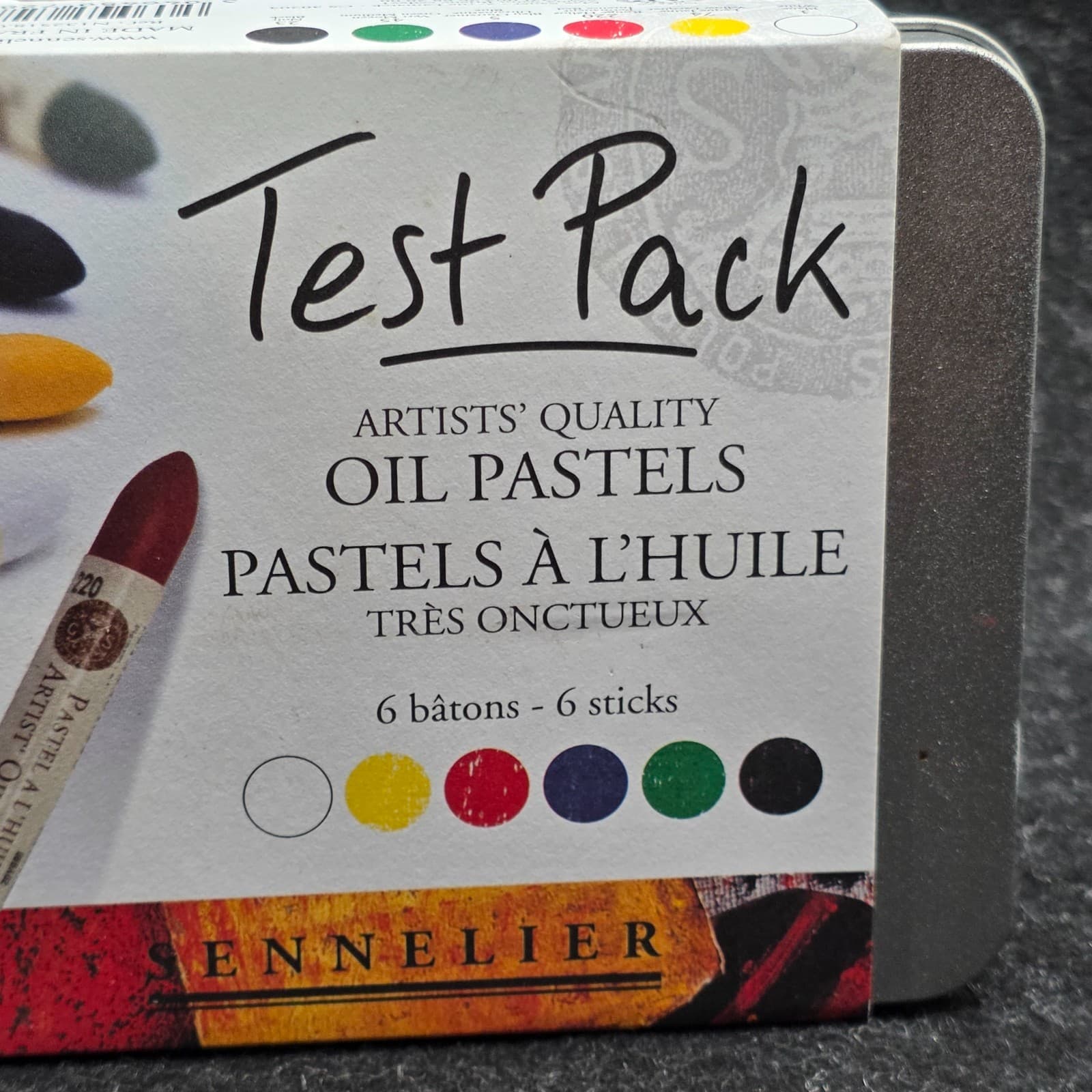Sennelier Test Pack Pastel Full 6 Stick Set White, Black, Red, Bleu.. - Thumbnail 2