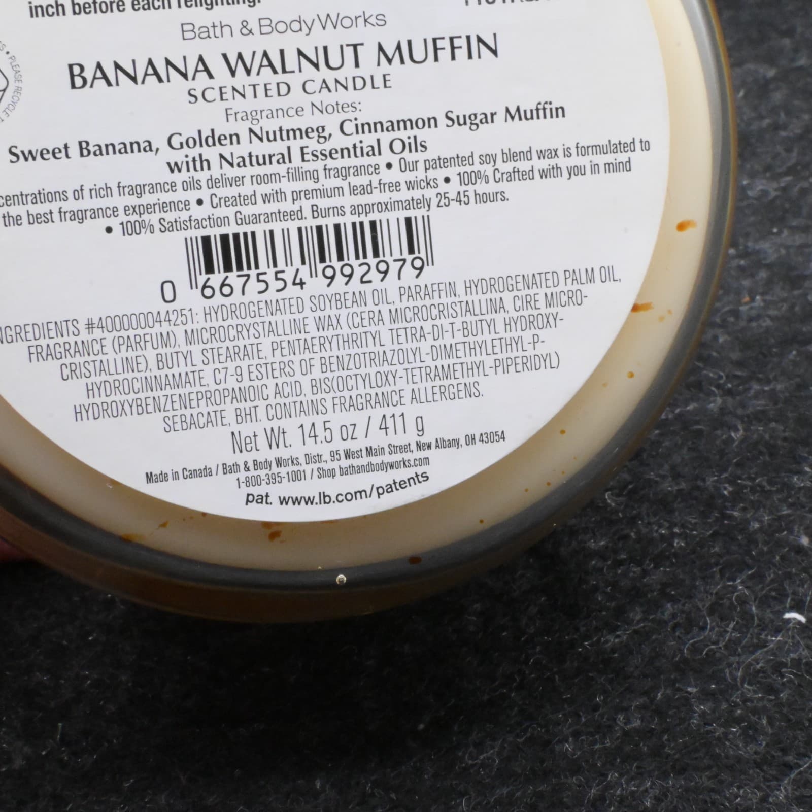 Bath & Body Works Banana Walnut Muffin Scented Candle 3 Wick NEW - Thumbnail 5