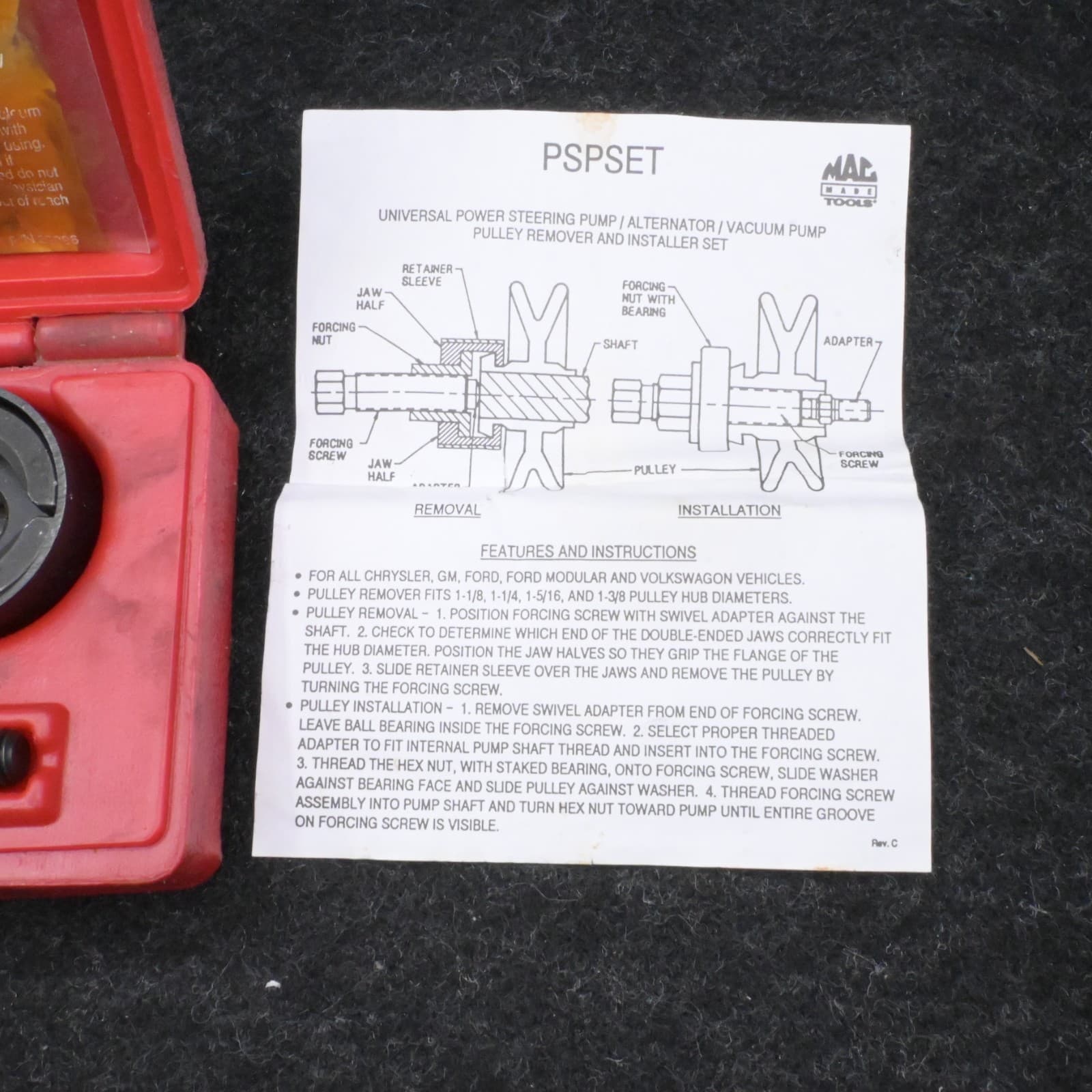 Mac Tools Power Steering Pump/ Alternator Pulley Remover/ Installer Set PSPSET - Thumbnail 5