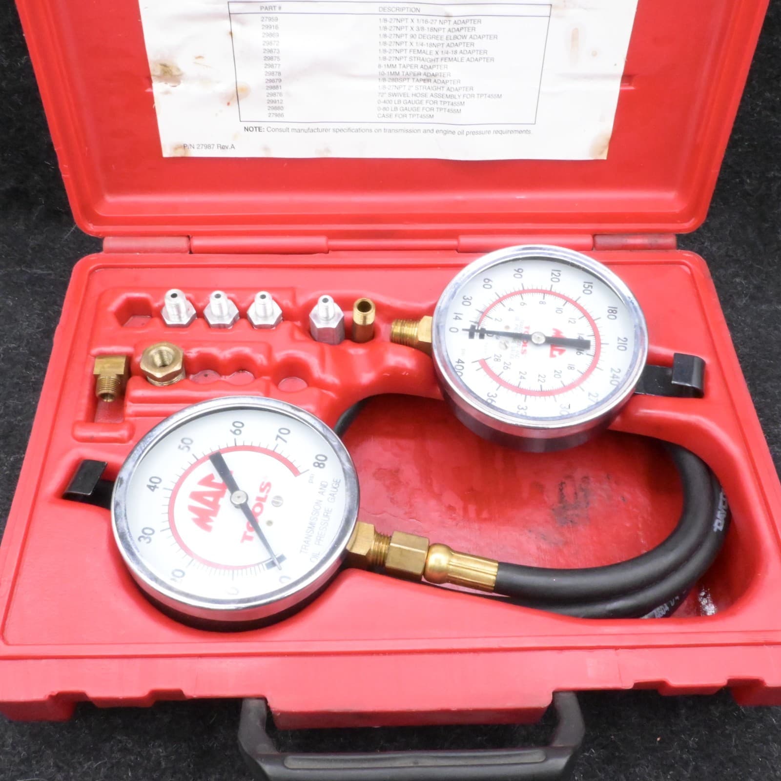 MAC Tools TPT455M Transmission / Oil Pressure Test Kit- Case & Some Adaptor - Thumbnail 7