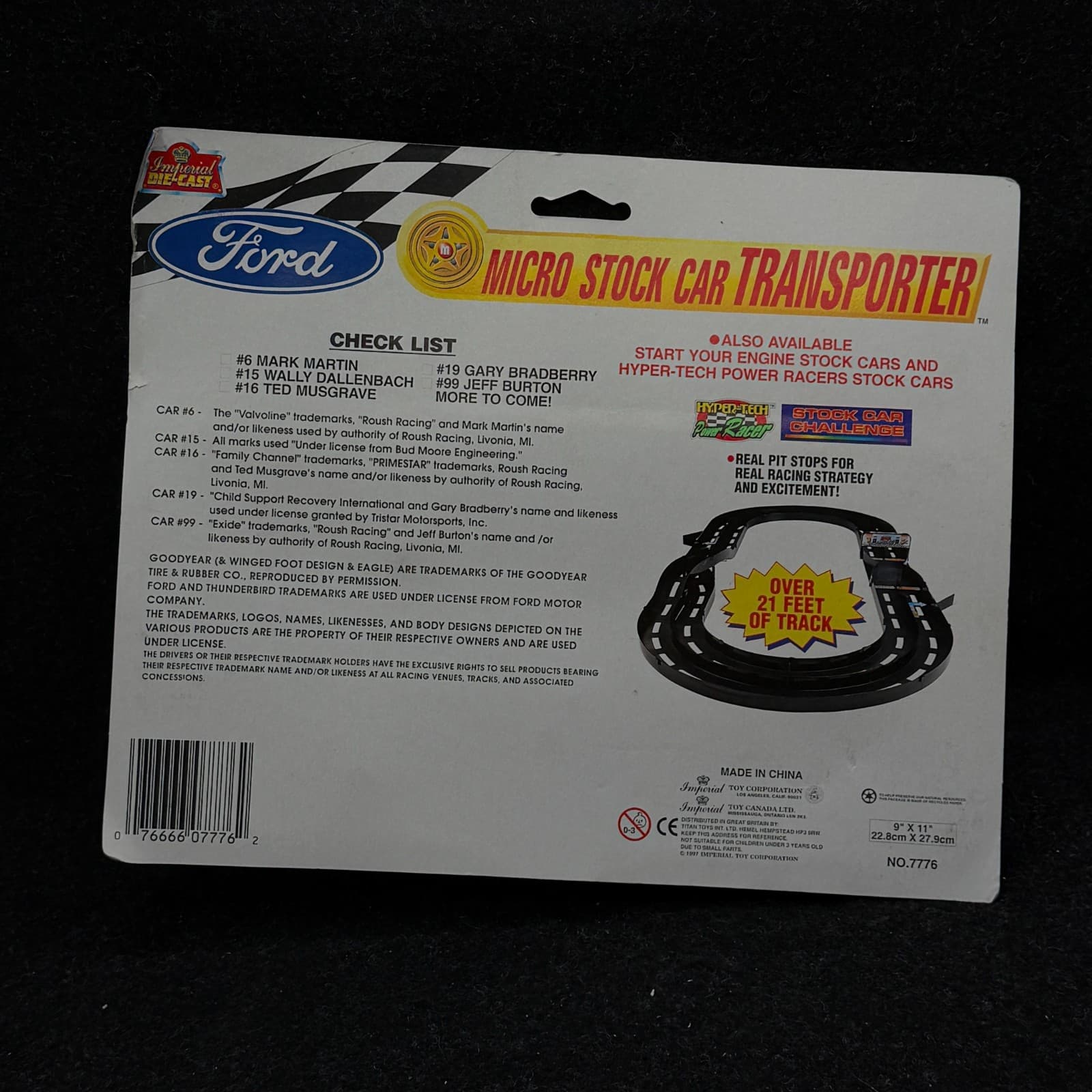 Vintage 1997 Imperial Ford Racing Team Micro Stock Car Transporter - Thumbnail 4