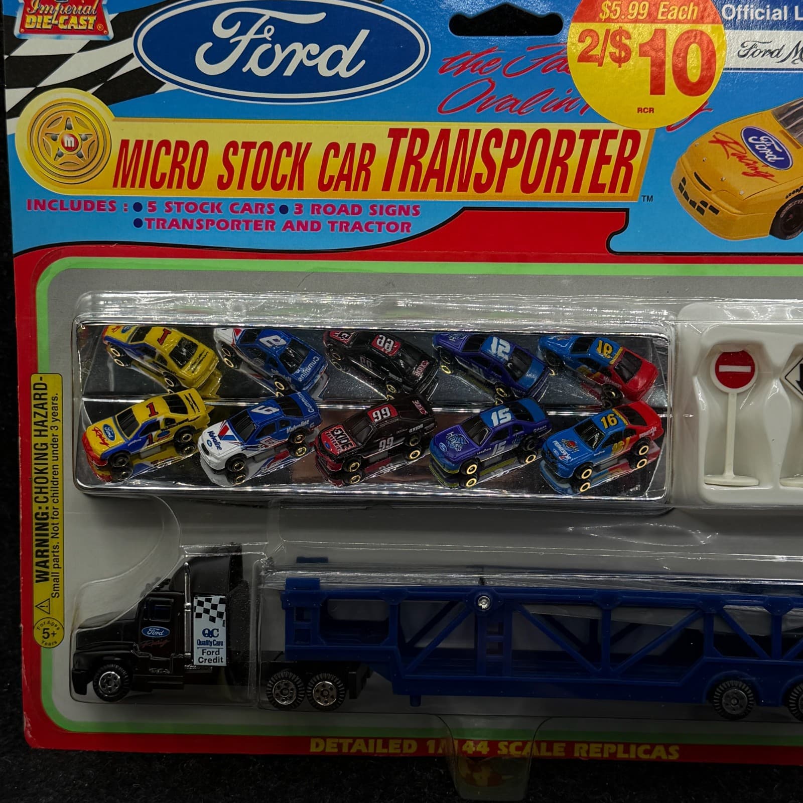Vintage 1997 Imperial Ford Racing Team Micro Stock Car Transporter - Thumbnail 7