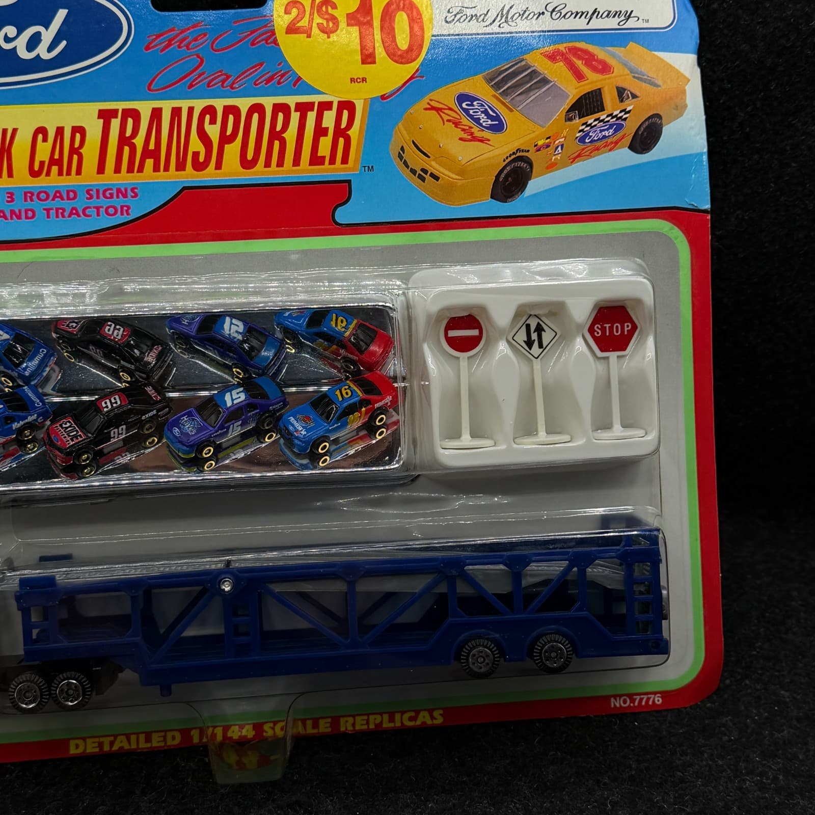 Vintage 1997 Imperial Ford Racing Team Micro Stock Car Transporter - Thumbnail 2