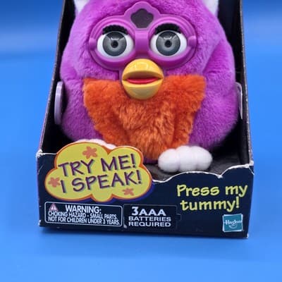 1999 Talking Furby Buddies Tiger Hasbro Yellow Orange Purple Brand New 70-751 - Thumbnail 2