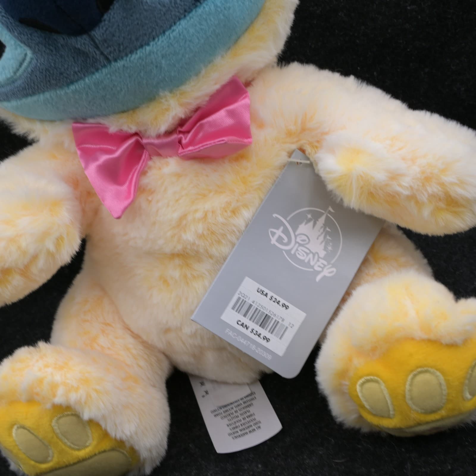 Disney Store Stitch (LILO) 2021 Yellow 15" Easter Bunny Soft Plush Toy pink bow - Thumbnail 4