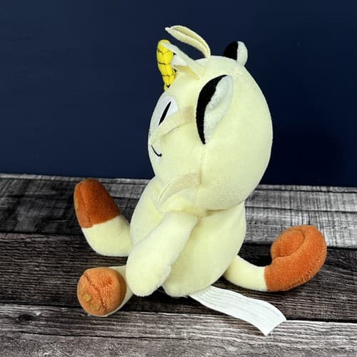 Meowth Pokemon Plush Game Freak 1998 Nintendo 6" Bean Bag yellow - Thumbnail 3