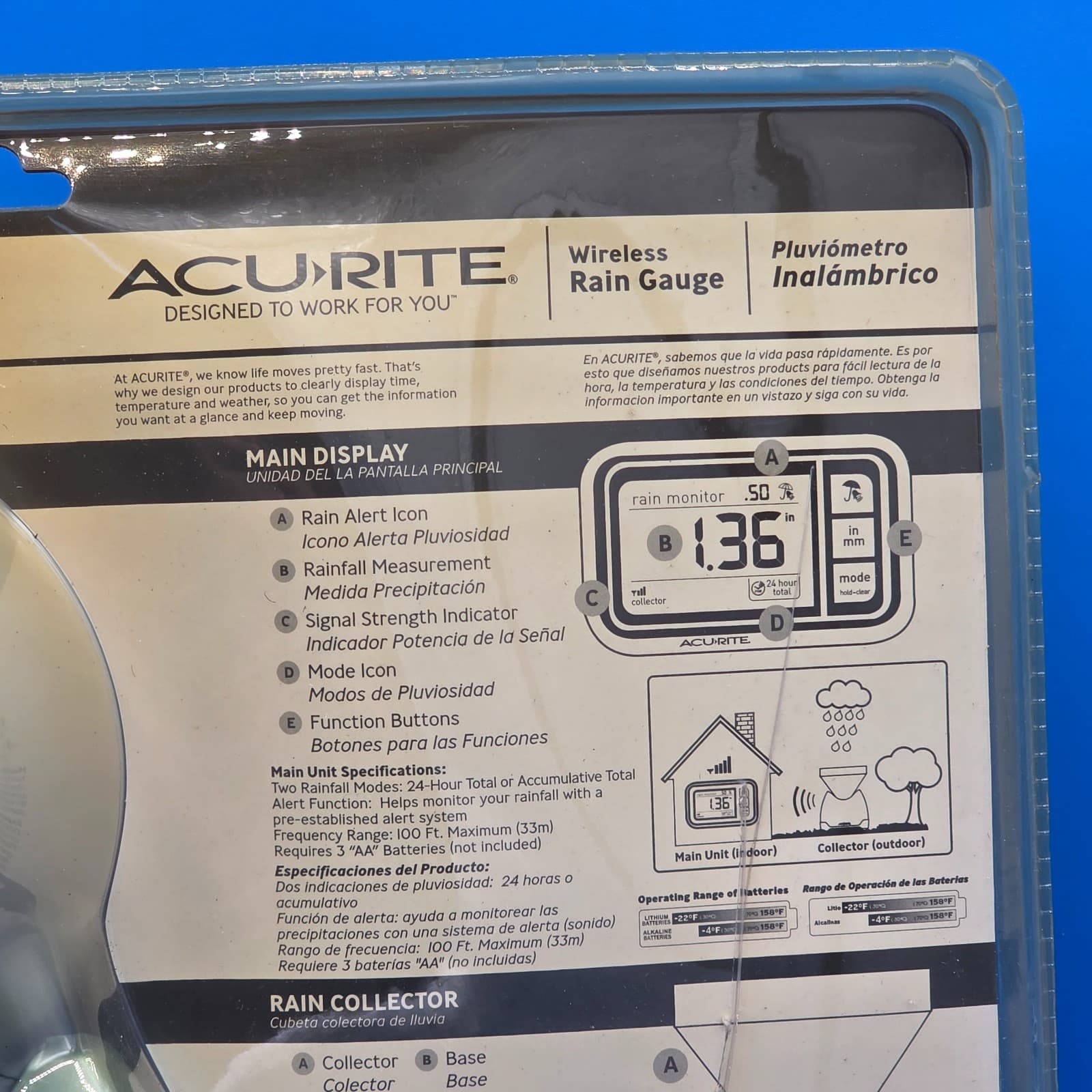 AcuRite Wireless Rain Gauge Extra Wide 6" Rain Collector Self-Emptying Base NEW - Thumbnail 4