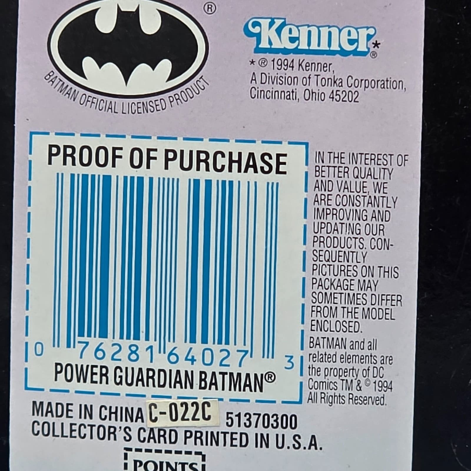 Vintage 1994 Legends of Batman Power Guardian Batman Figure - Thumbnail 3