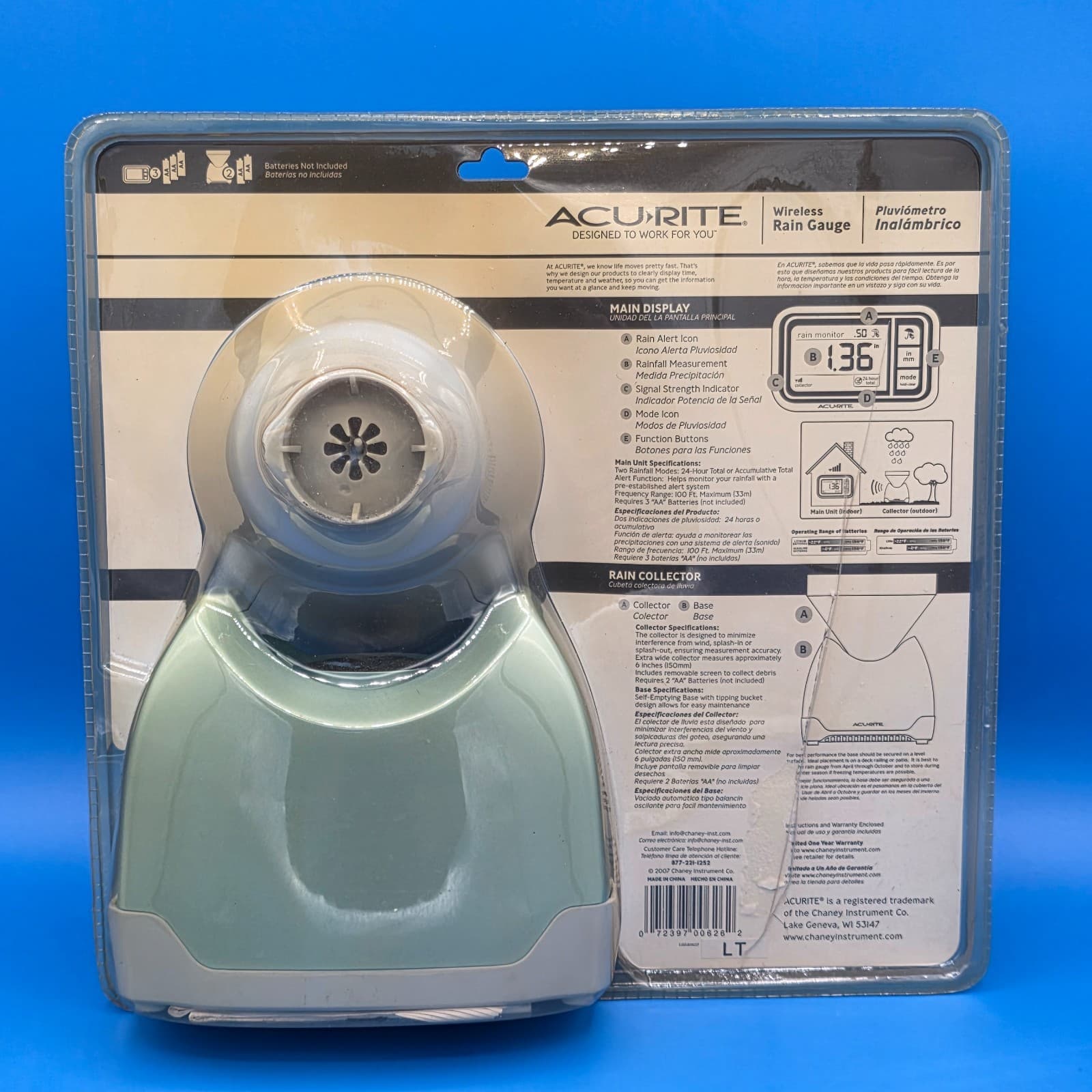 AcuRite Wireless Rain Gauge Extra Wide 6" Rain Collector Self-Emptying Base NEW - Thumbnail 3