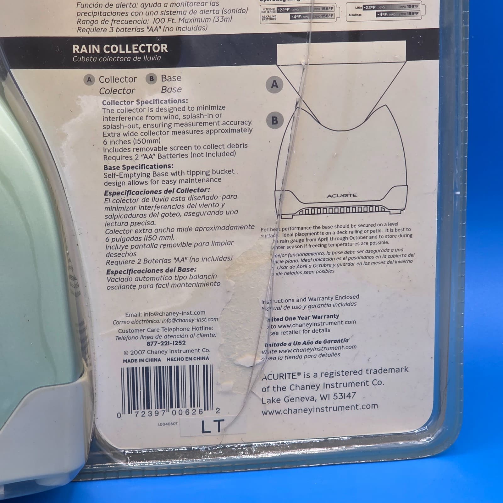 AcuRite Wireless Rain Gauge Extra Wide 6" Rain Collector Self-Emptying Base NEW - Thumbnail 2