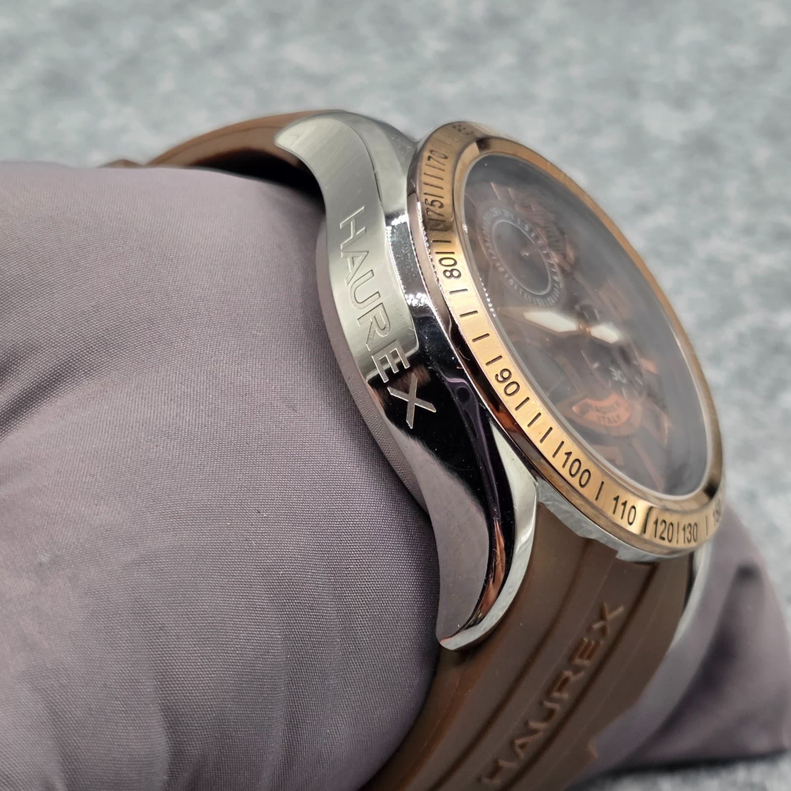 Haurex Automatic Gold Plated Brown Watch CD333UMH Adjustable - Thumbnail 7