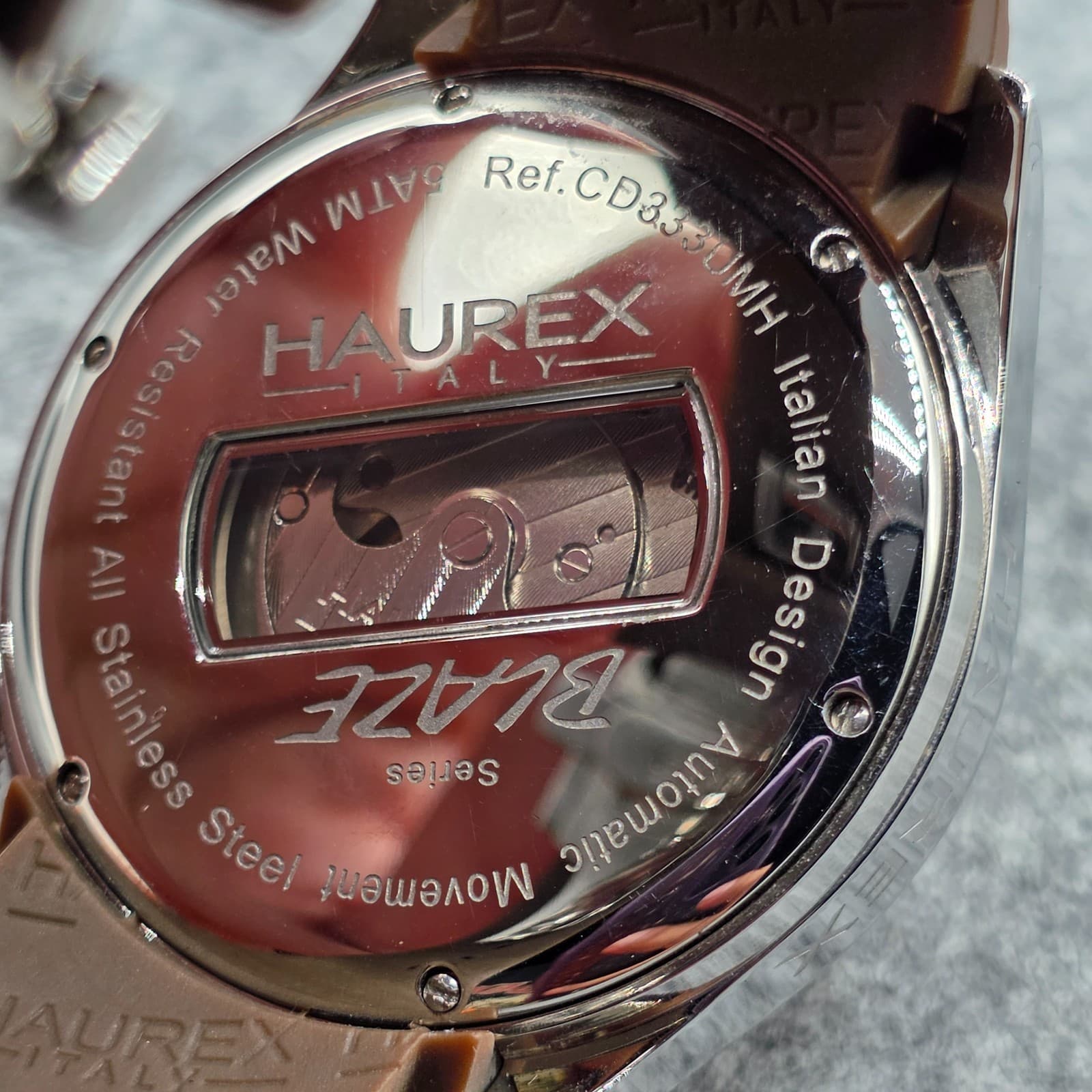 Haurex Automatic Gold Plated Brown Watch CD333UMH Adjustable - Thumbnail 4