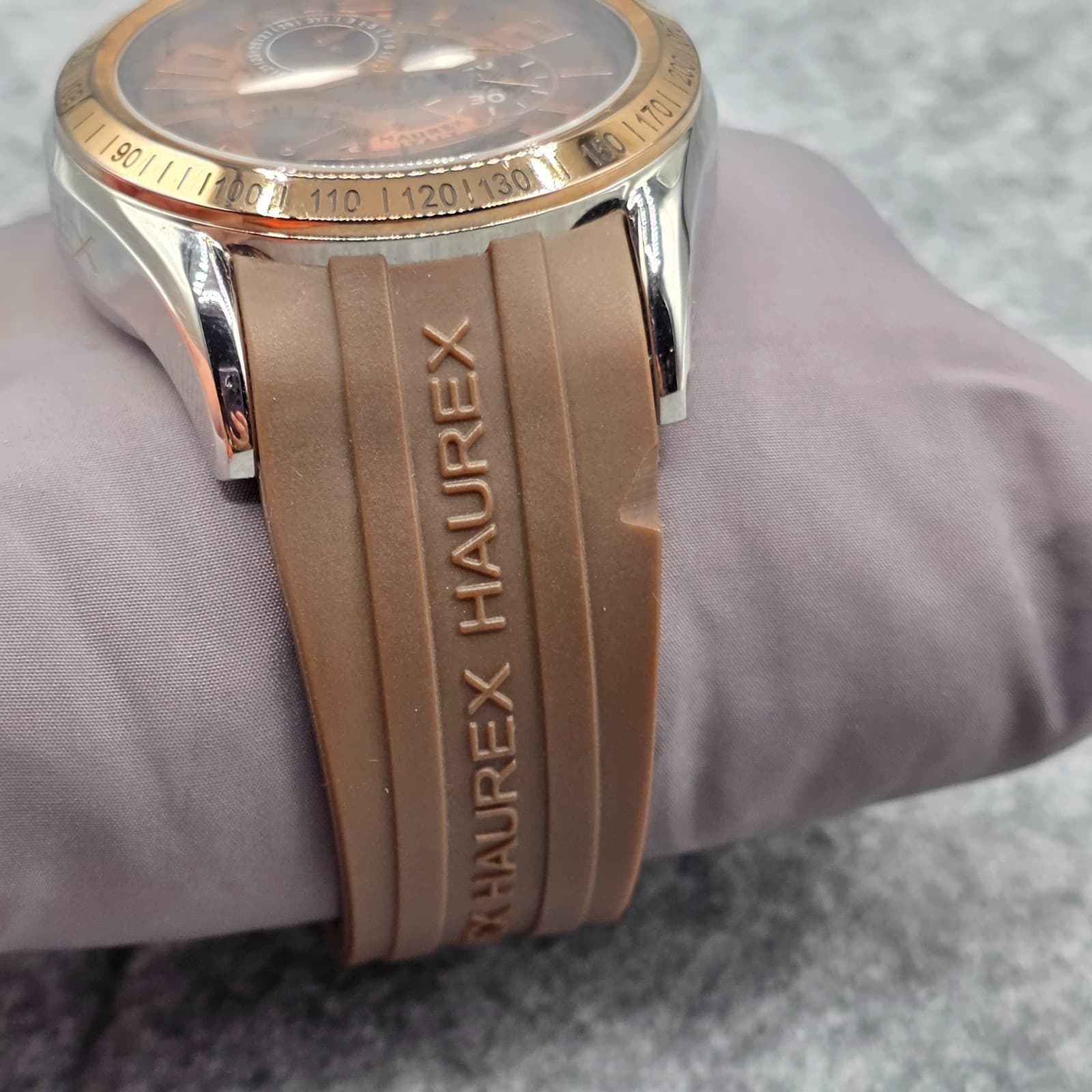 Haurex Automatic Gold Plated Brown Watch CD333UMH Adjustable - Thumbnail 9