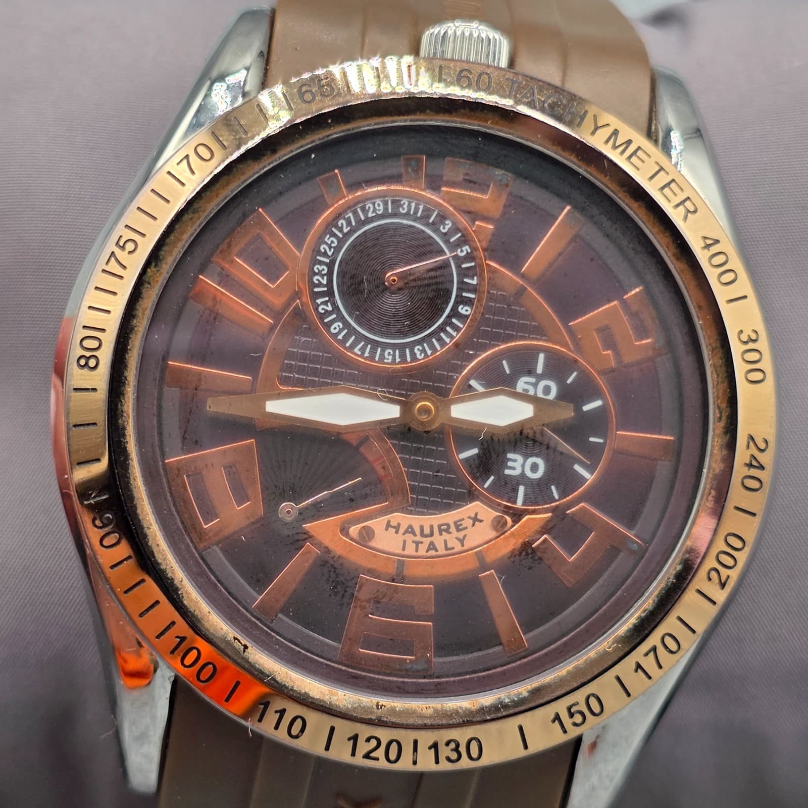 Haurex Automatic Gold Plated Brown Watch CD333UMH Adjustable - Thumbnail 10