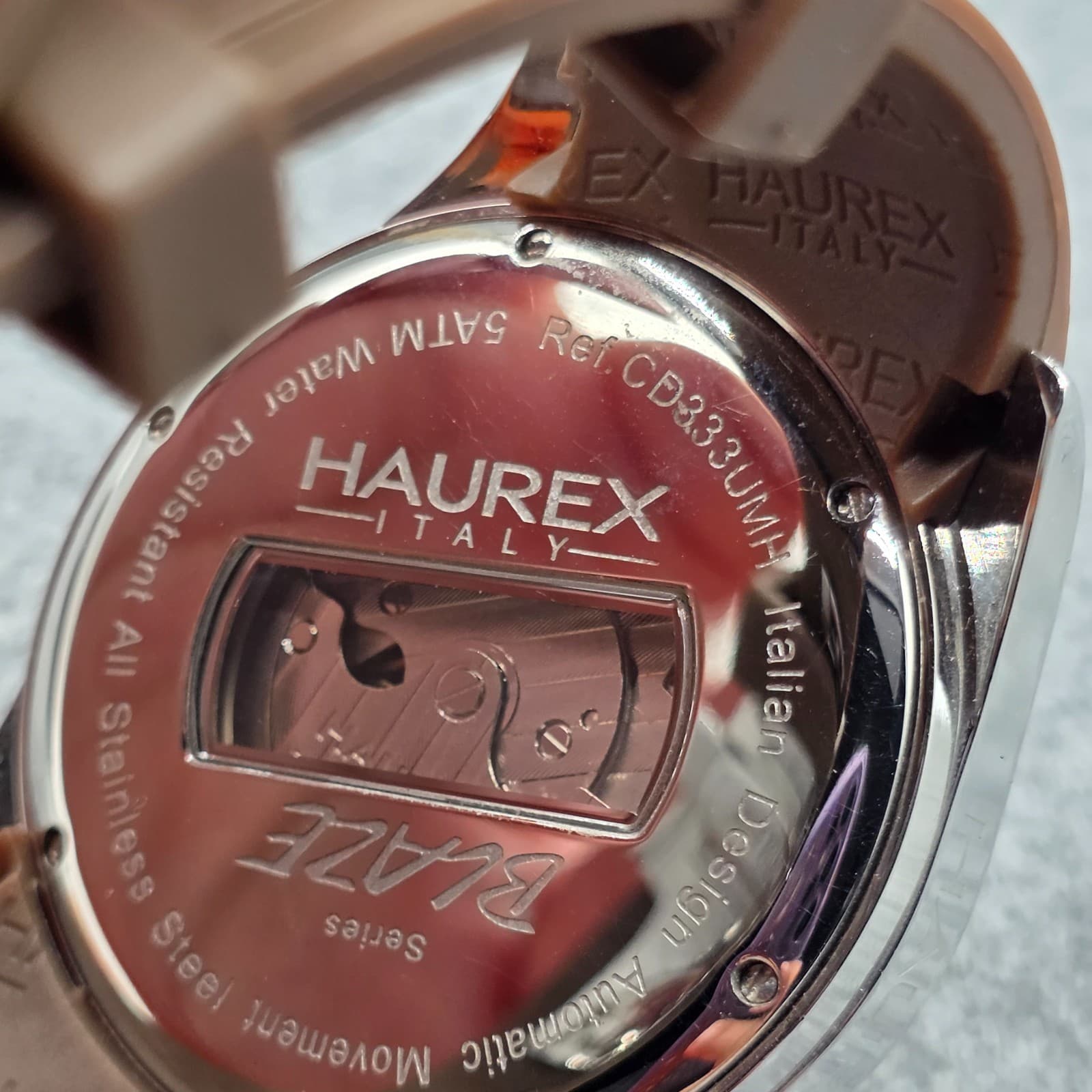 Haurex Automatic Gold Plated Brown Watch CD333UMH Adjustable - Thumbnail 3