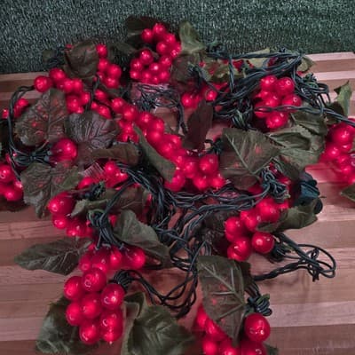Vintage Lot of 3 10 Clusters of 10 Red Grapes String Light 129” Length - Thumbnail 5