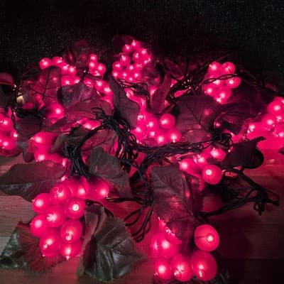Vintage Lot of 3 10 Clusters of 10 Red Grapes String Light 129” Length - Thumbnail 3