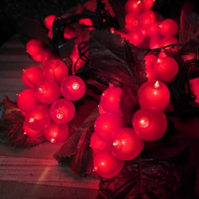 Vintage Lot of 2 10 Clusters of 10 Red Grapes String Light 129” Length - Thumbnail 5