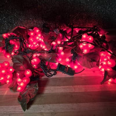 Vintage Lot of 2 10 Clusters of 10 Red Grapes String Light 129” Length - Thumbnail 4
