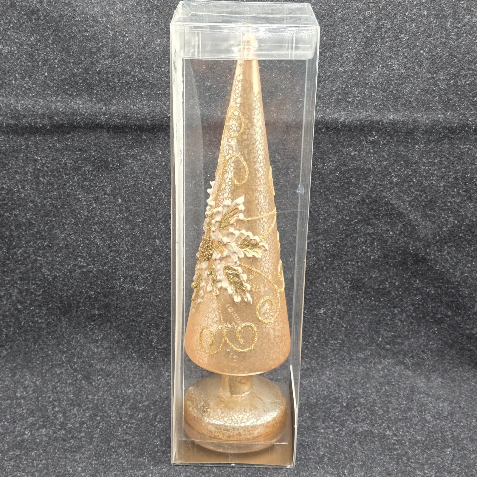 Pier 1 Mercury Glass LED Christmas Tree Gold Glitter Flower 14" - Thumbnail 8