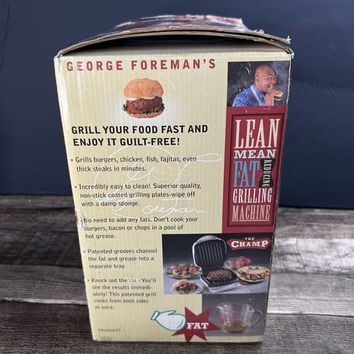 VTG 1998 George Foreman GR10AWHT Indoor Grill w/ Original Box & Manual - Thumbnail 2