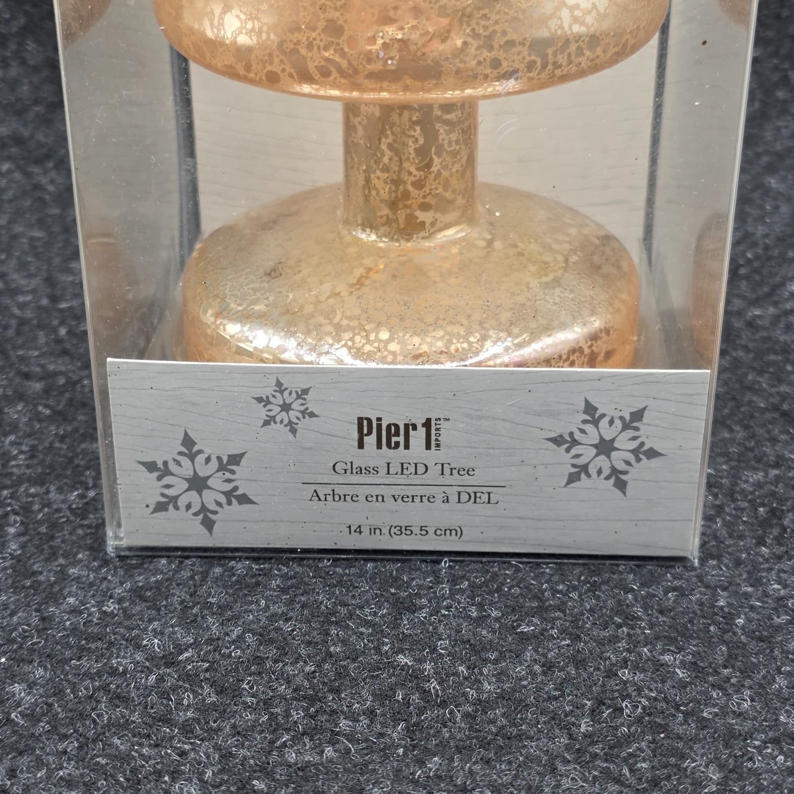 Pier 1 Mercury Glass LED Christmas Tree Gold Glitter Flower 14" - Thumbnail 2