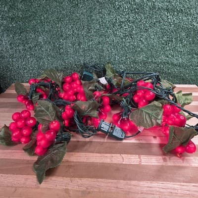 Vintage Lot of 2 10 Clusters of 10 Red Grapes String Light 129” Length - Thumbnail 2