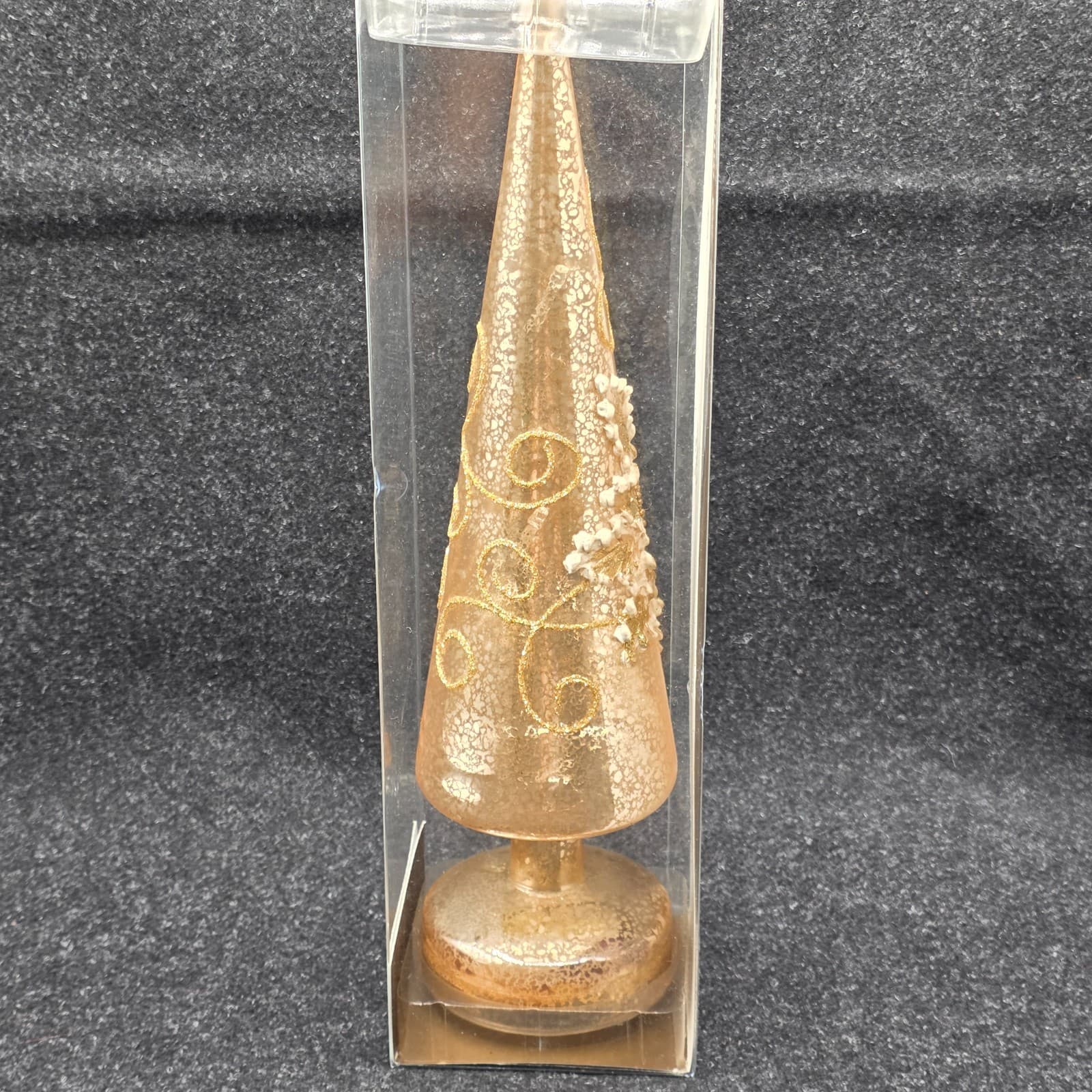 Pier 1 Mercury Glass LED Christmas Tree Gold Glitter Flower 14" - Thumbnail 7