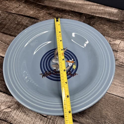 VTG FIESTA WARE BUGS BUNNY LOONEY TUNES BLUE 9” Soup Bowl PLATE HOMER LAUGHLIN - Thumbnail 3