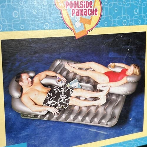 VTG Joe Boxer Intex Ride On Floatie Double Designer Lounge 86" x 56” Pool Kmart - Thumbnail 2