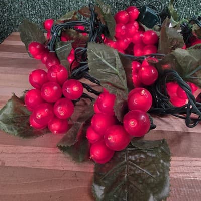 Vintage Lot of 2 10 Clusters of 10 Red Grapes String Light 129” Length - Thumbnail 3