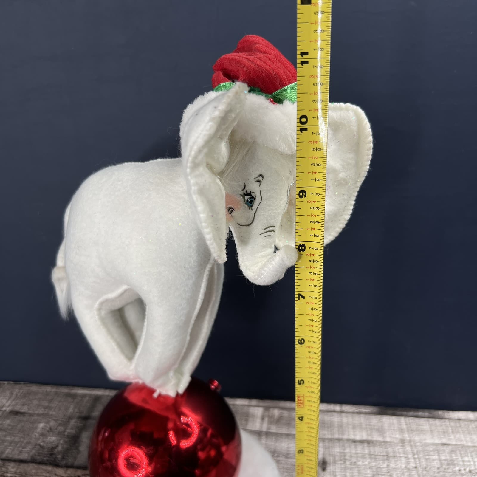 Annalee 2011 11"-15" White Elephant On Red Christmas Ornament Decor Circus Doll - Thumbnail 7