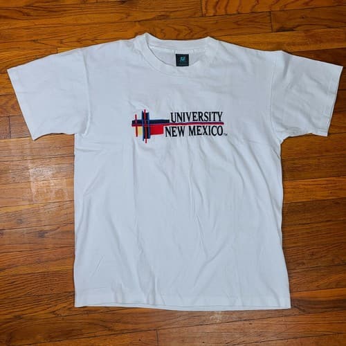 VTG U-TRAU Men Sz Large University of New Mexico White T-Shirt Single Stitch USA - Thumbnail 2