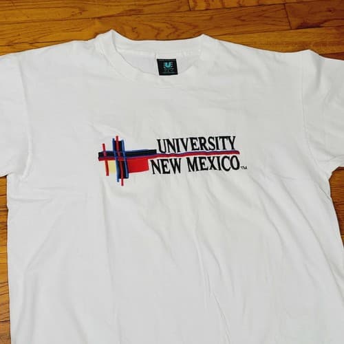 VTG U-TRAU Men Sz Large University of New Mexico White T-Shirt Single Stitch USA - Thumbnail 4