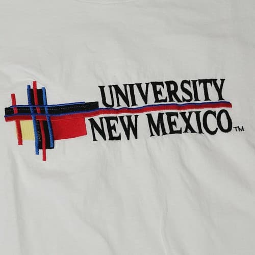 VTG U-TRAU Men Sz Large University of New Mexico White T-Shirt Single Stitch USA - Thumbnail 3