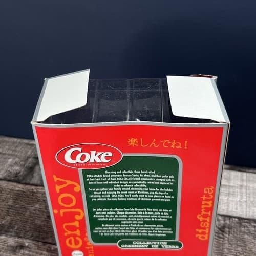 COKE ORNAMENT COCA COLA BLOWN GLASS RED COOLER GREEN BOW 6 BOTTLES CHRISTMAS - Thumbnail 6