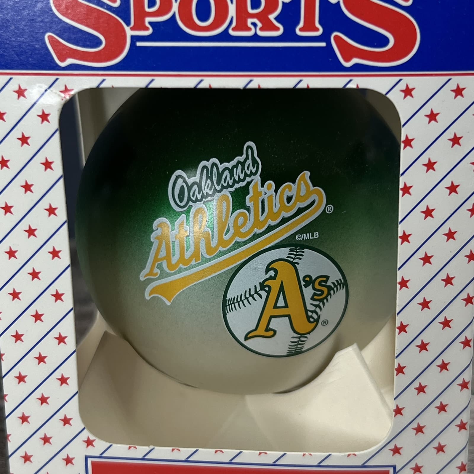 Original Oakland A's Athletics MLB Glass Ball Ombre Color Christmas Ornament - Thumbnail 2
