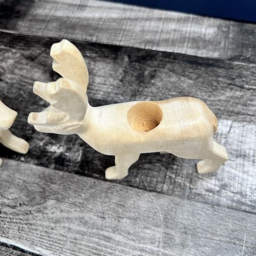 Vintage Crate & Barrel Wooden 5" Reindeer Candle Holders Holiday Christmas - Thumbnail 6